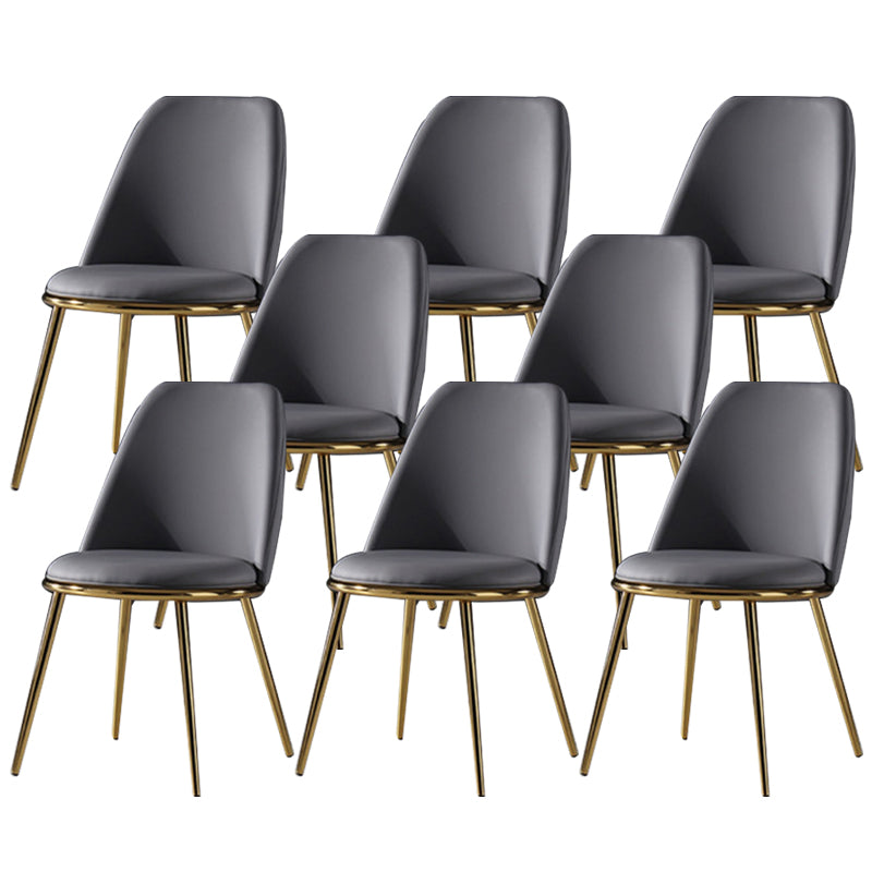 Glam Style Side Chair Armless Solid Back Dining Chair for Dining Room