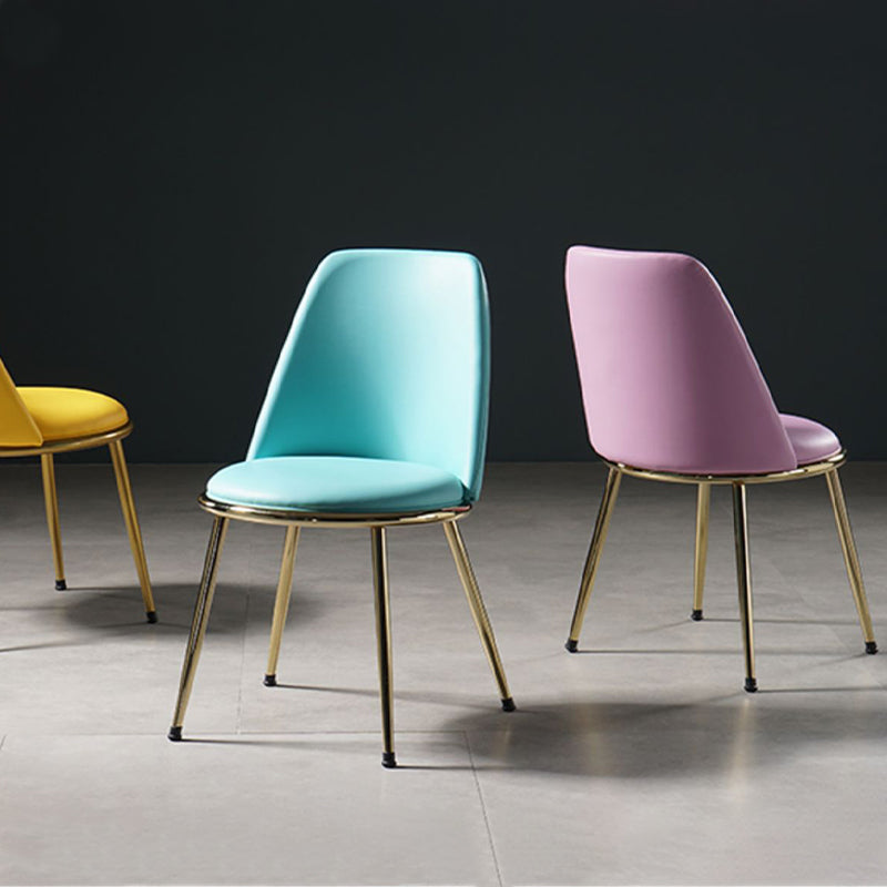 Glam Style Side Chair Armless Solid Back Dining Chair for Dining Room