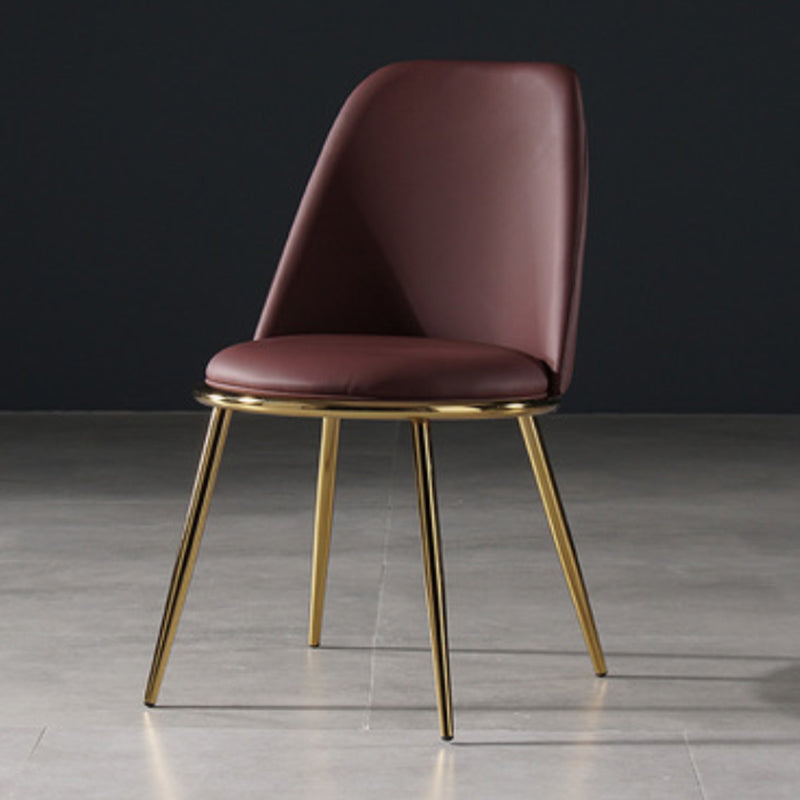 Glam Style Side Chair Armless Solid Back Dining Chair for Dining Room