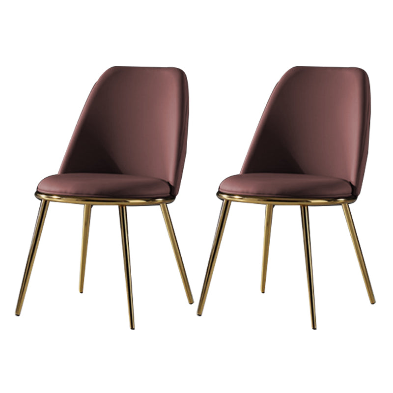 Glam Style Side Chair Armless Solid Back Dining Chair for Dining Room