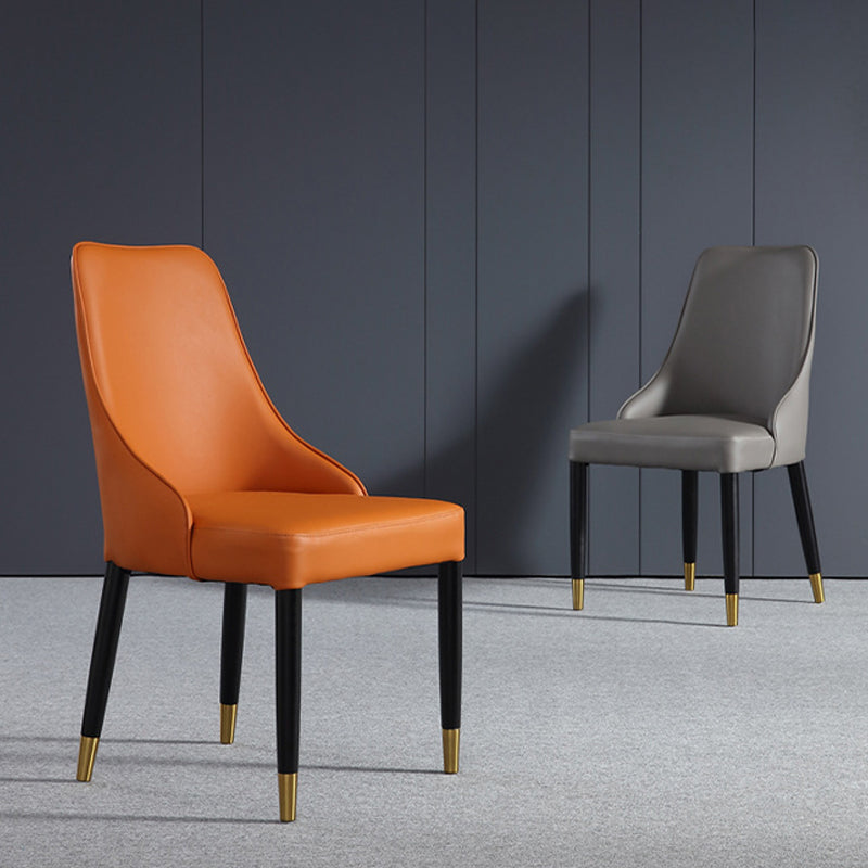 Glam Style Parsons Side Chair Leather Dining Chair for Dining Room