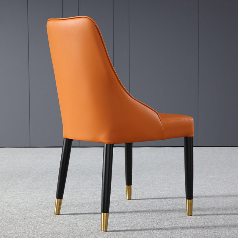 Glam Style Parsons Side Chair Leather Dining Chair for Dining Room