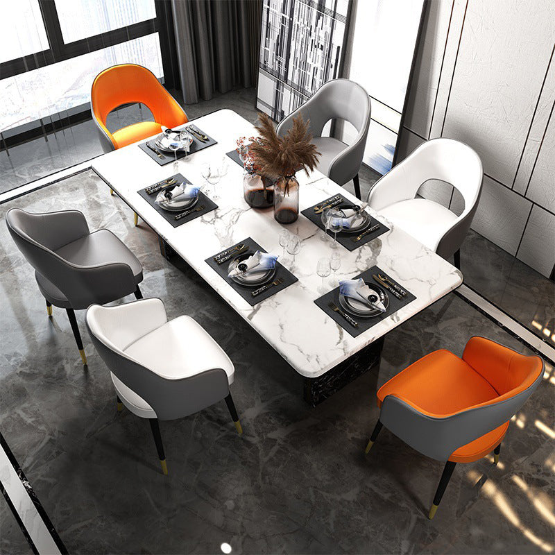 Glam Style Side Chair Open Back Leather Indoor Dining Chair for Home