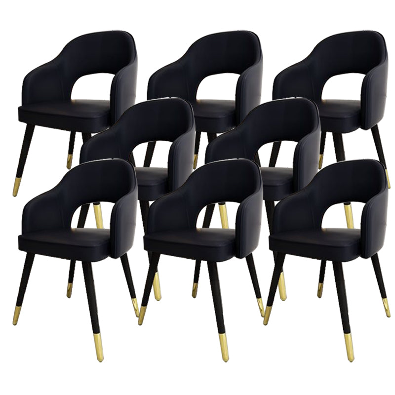 Glam Style Side Chair Open Back Leather Indoor Dining Chair for Home