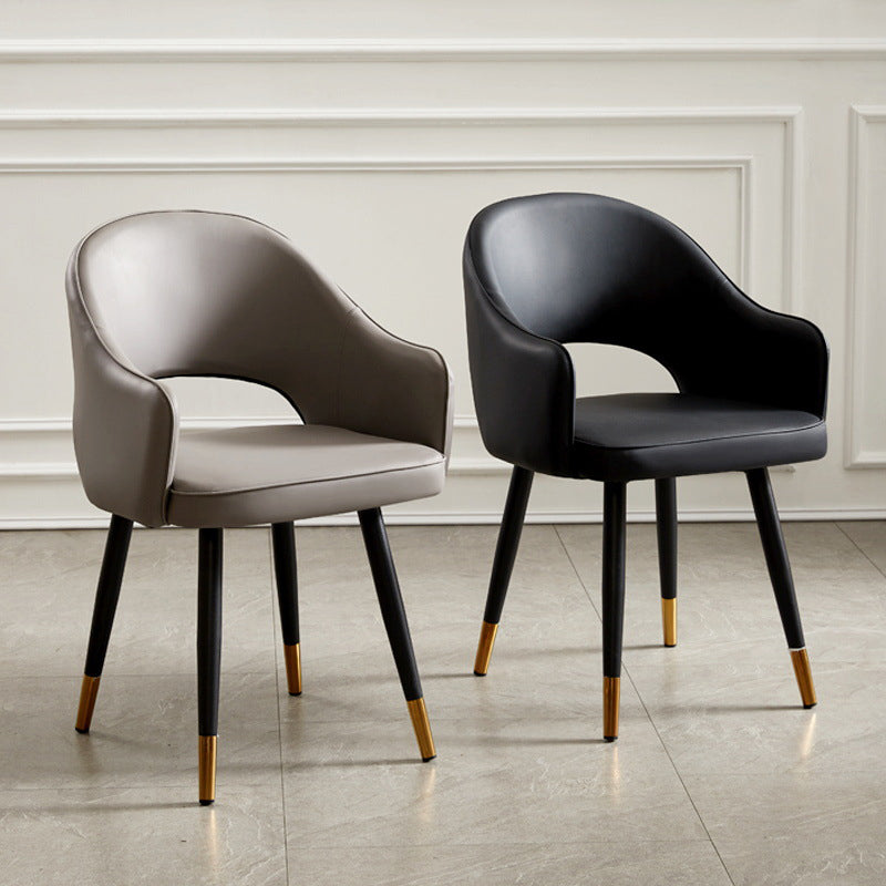 Glam Style Side Chair Open Back Leather Indoor Dining Chair for Home