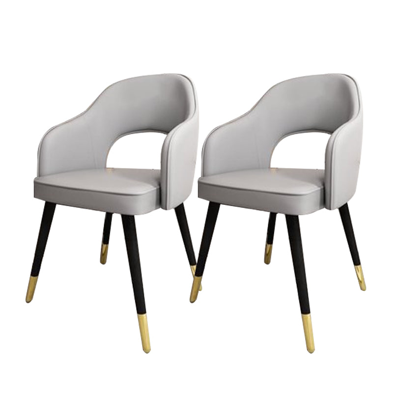Glam Style Side Chair Open Back Leather Indoor Dining Chair for Home