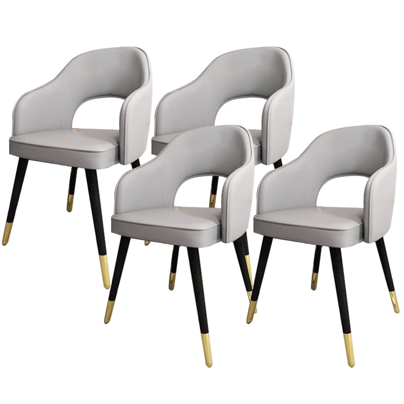 Glam Style Side Chair Open Back Leather Indoor Dining Chair for Home