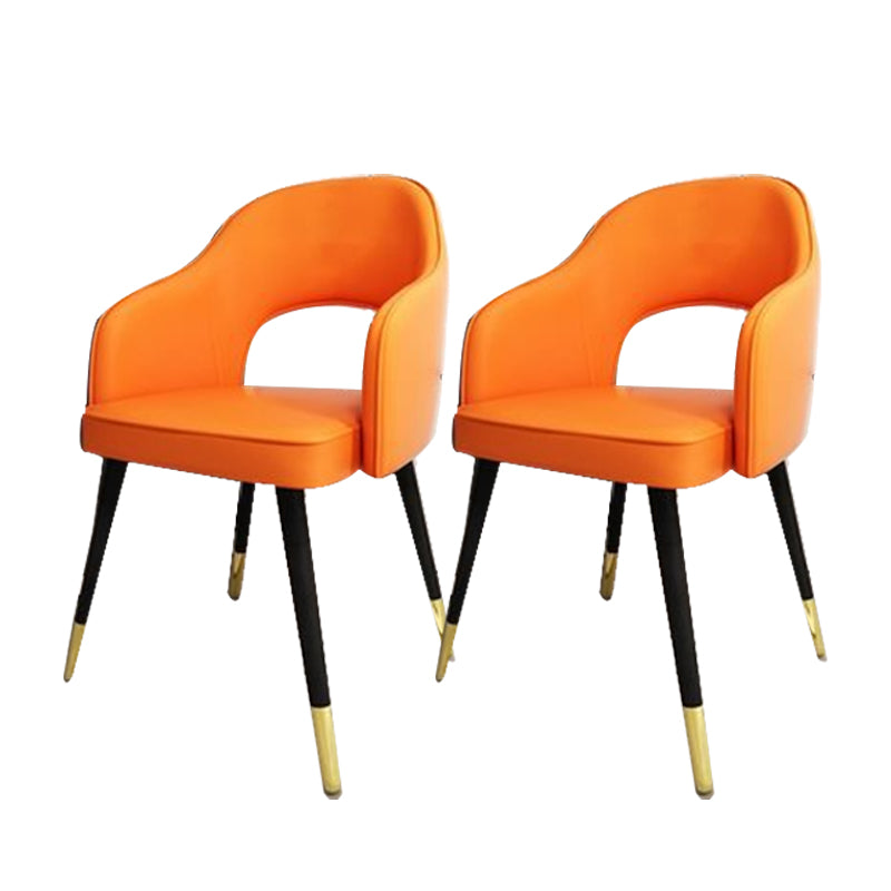 Glam Style Side Chair Open Back Leather Indoor Dining Chair for Home