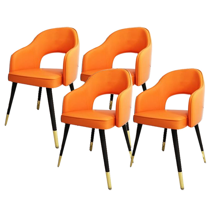 Glam Style Side Chair Open Back Leather Indoor Dining Chair for Home