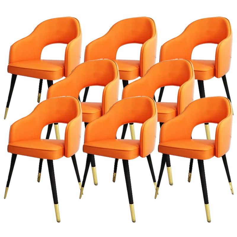 Glam Style Side Chair Open Back Leather Indoor Dining Chair for Home