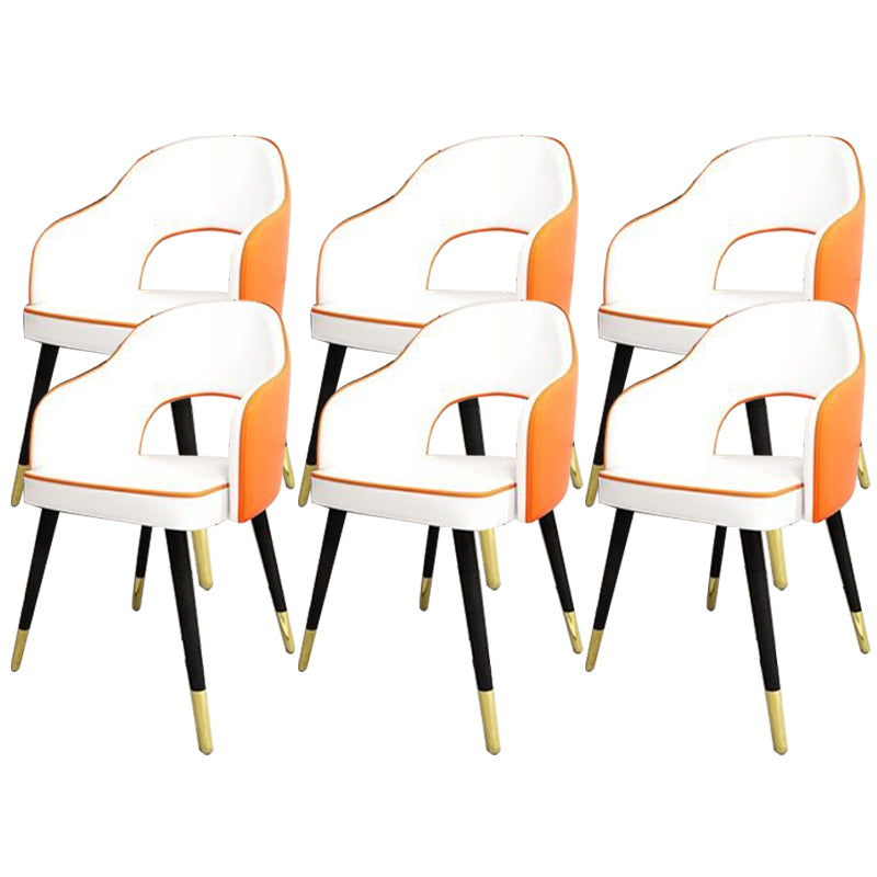 Glam Style Side Chair Open Back Leather Indoor Dining Chair for Home