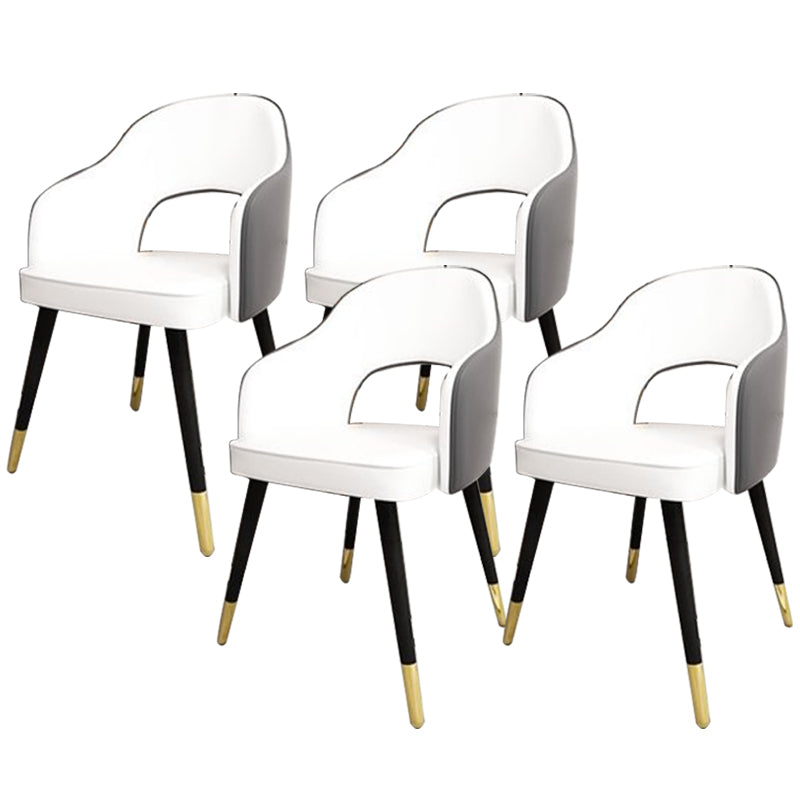 Glam Style Side Chair Open Back Leather Indoor Dining Chair for Home