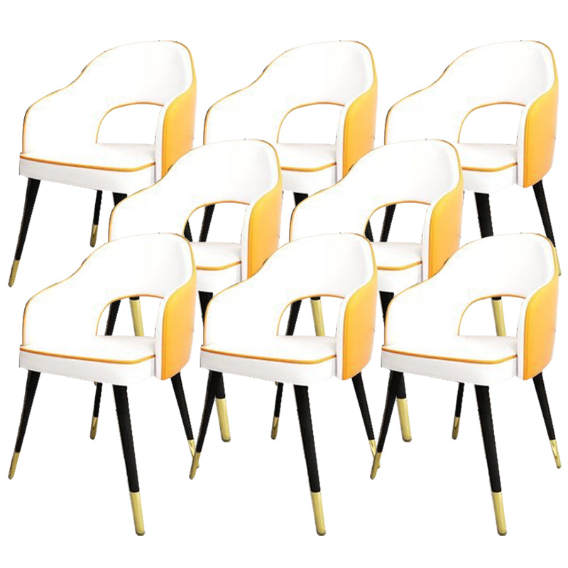 Glam Style Side Chair Open Back Leather Indoor Dining Chair for Home