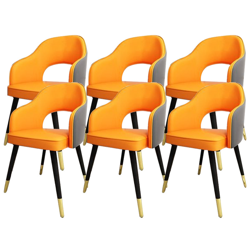 Glam Style Side Chair Open Back Leather Indoor Dining Chair for Home