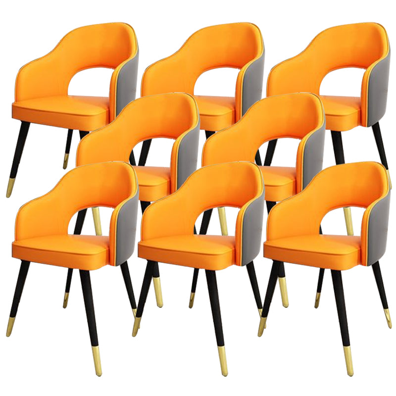 Glam Style Side Chair Open Back Leather Indoor Dining Chair for Home