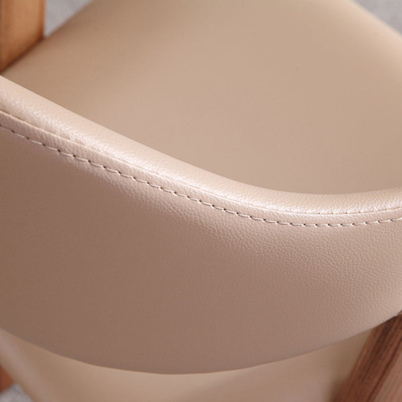 Open Back Dining Side Chair Solid Wood Dining Chair in Brown