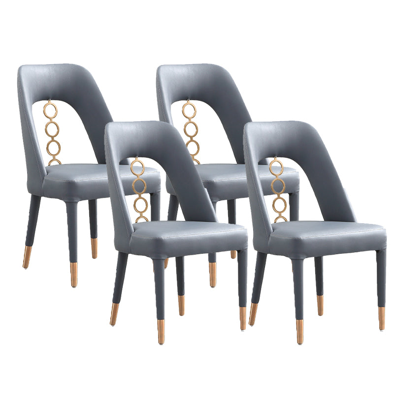 Faux Leather Home Dining Chair Open Back Dining Side Chair in Gray