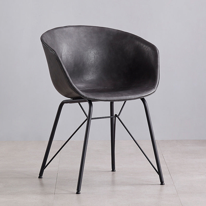 Modern Arm Chair Leather Indoor Dining Chair with Metal Frame