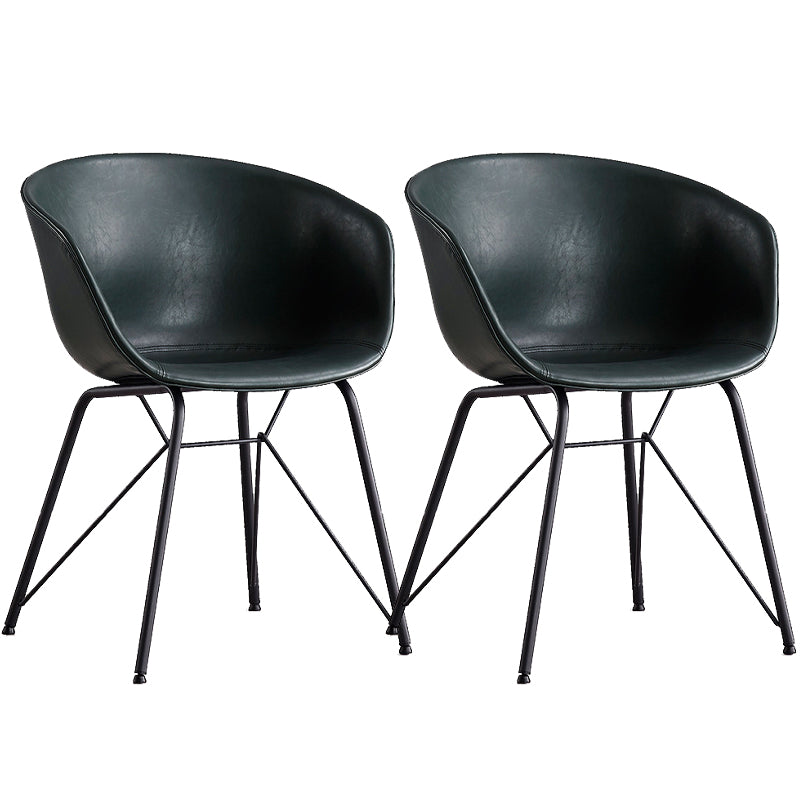 Modern Arm Chair Leather Indoor Dining Chair with Metal Frame