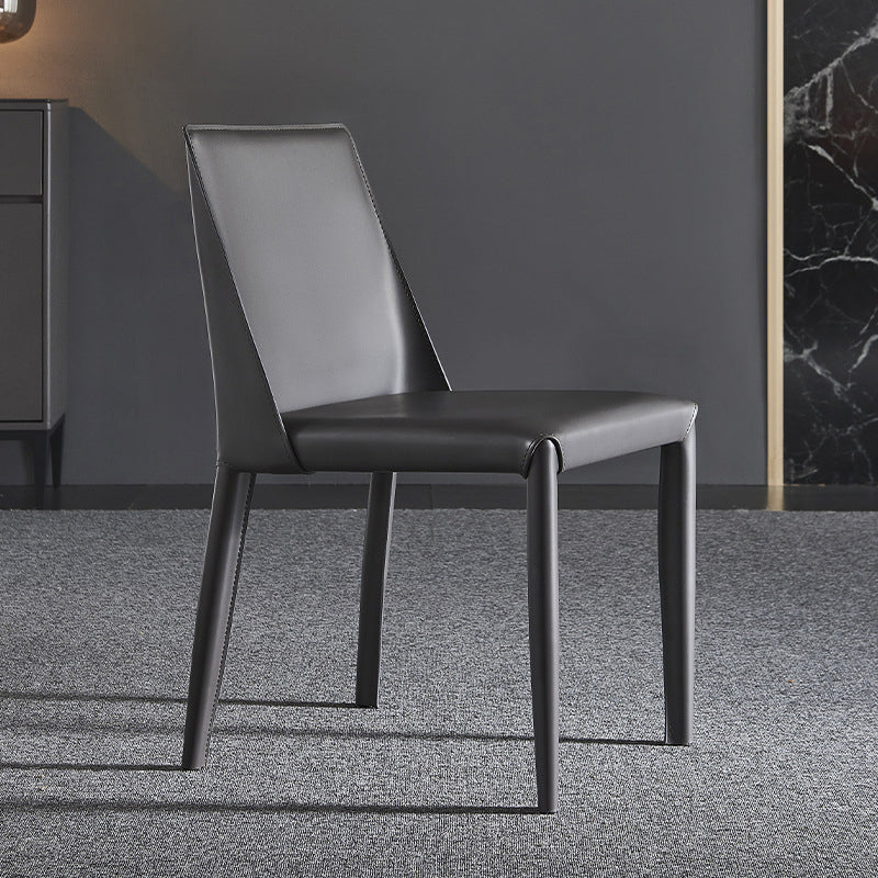 Industrial Faux Leather Dining Chairs Indoor-Outdoor Armless Chairs