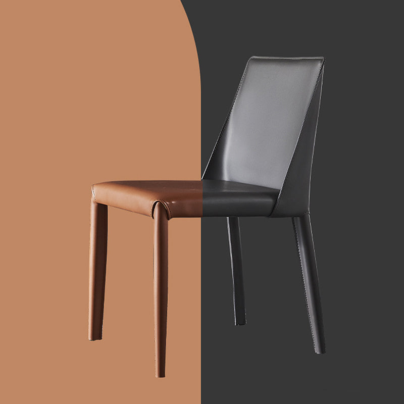 Industrial Faux Leather Dining Chairs Indoor-Outdoor Armless Chairs