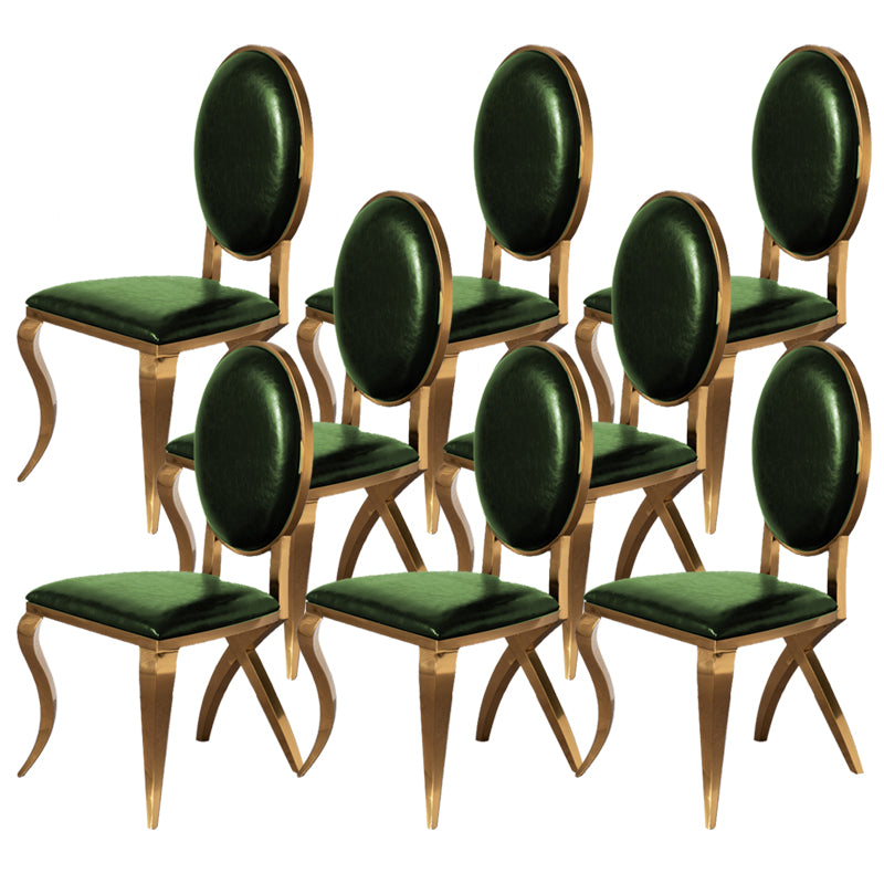 Glam Kitchen Dining Chair King Louis Back Upholstered Armless Side Chair