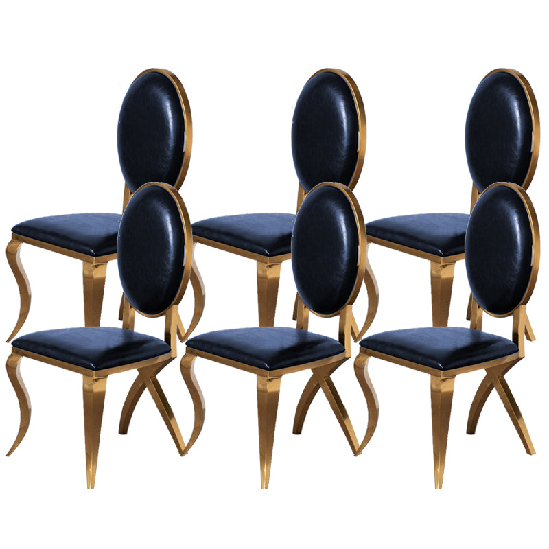 Glam Kitchen Dining Chair King Louis Back Upholstered Armless Side Chair