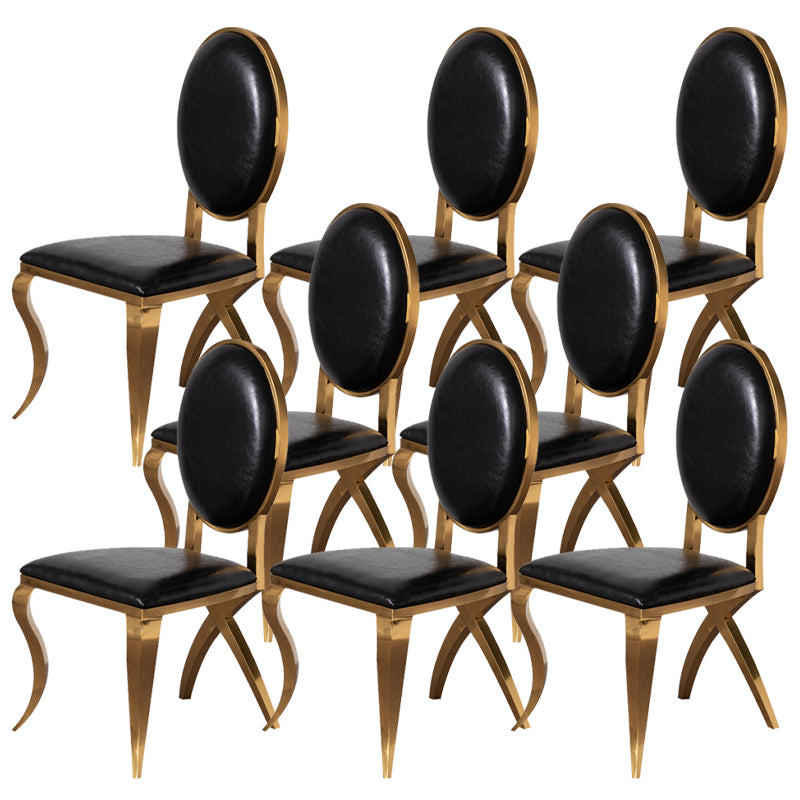 Glam Kitchen Dining Chair King Louis Back Upholstered Armless Side Chair