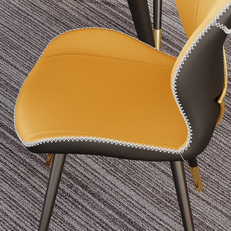 Glam Style Chair Leather Wingback Dining Chair for Kitchen Use