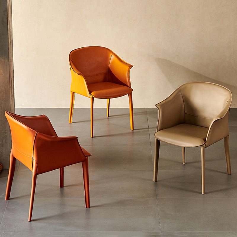 Contemporary Style Arm Chair Leather Dining Chair for Home Use