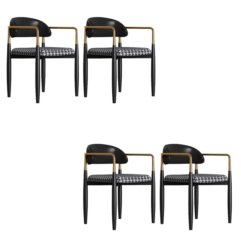 Modern Kitchen Dining Side Chair Metal Open Back Dining Arm Chair