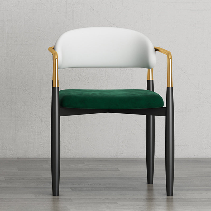 Modern Kitchen Dining Side Chair Metal Open Back Dining Arm Chair