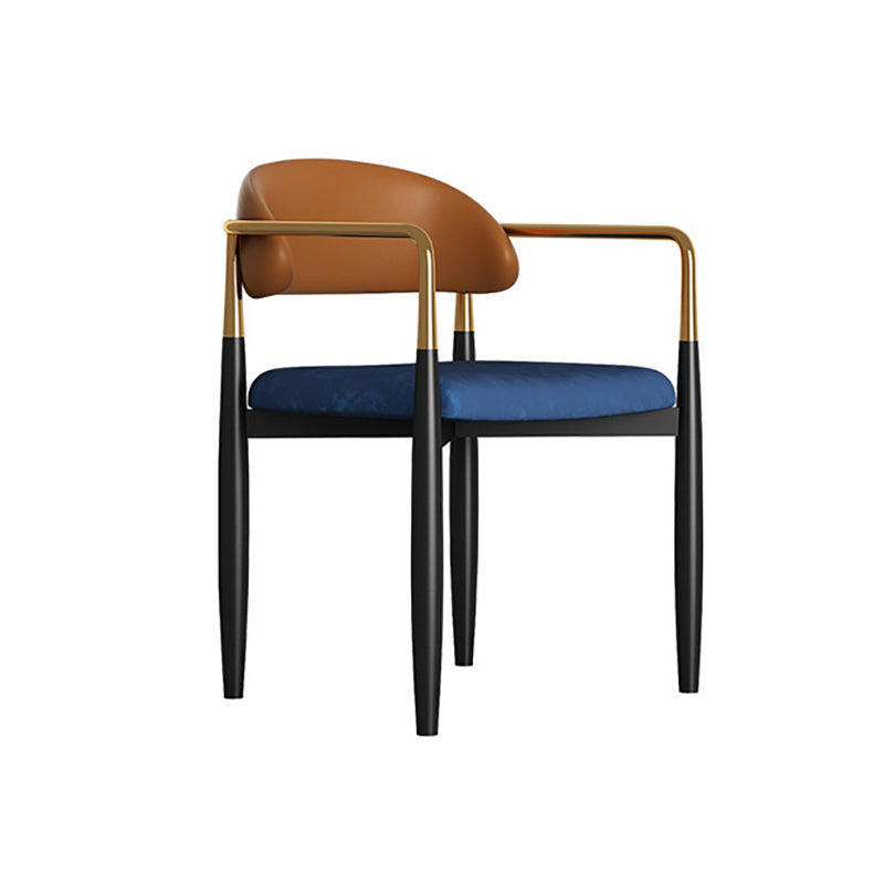 Modern Kitchen Dining Side Chair Metal Open Back Dining Arm Chair