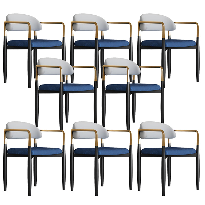 Modern Kitchen Dining Side Chair Metal Open Back Dining Arm Chair