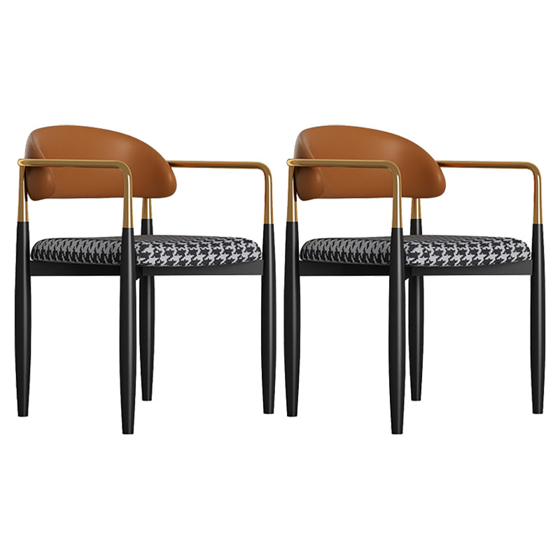 Modern Kitchen Dining Side Chair Metal Open Back Dining Arm Chair