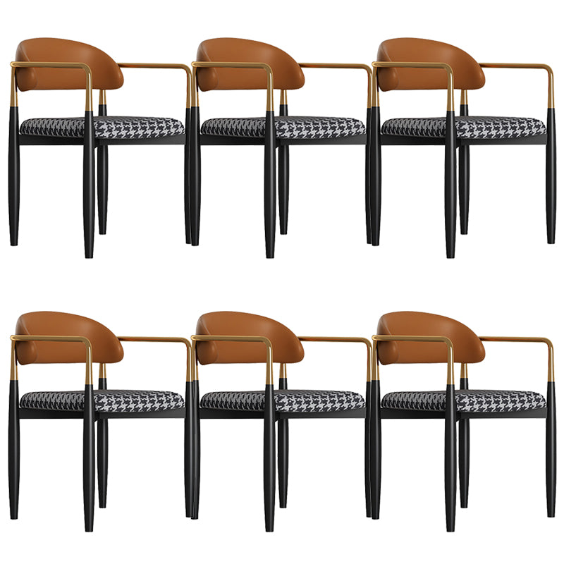 Modern Kitchen Dining Side Chair Metal Open Back Dining Arm Chair