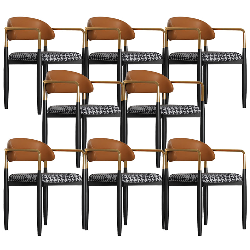 Modern Kitchen Dining Side Chair Metal Open Back Dining Arm Chair