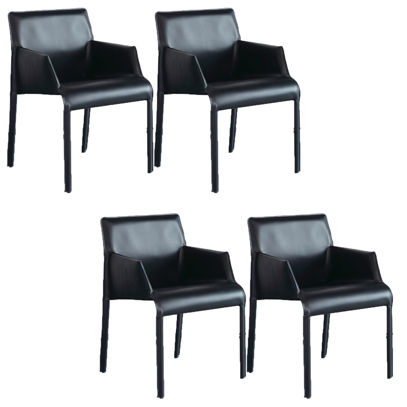 Modern Style Arm Chair Leather Home Use Dining Chair with Metal Legs