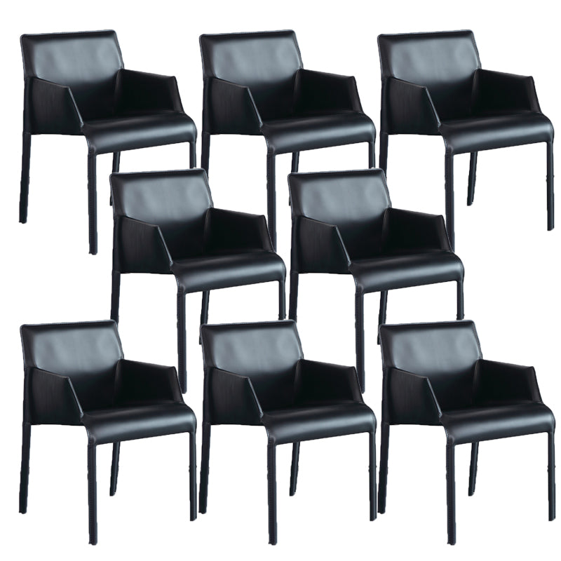 Modern Style Arm Chair Leather Home Use Dining Chair with Metal Legs