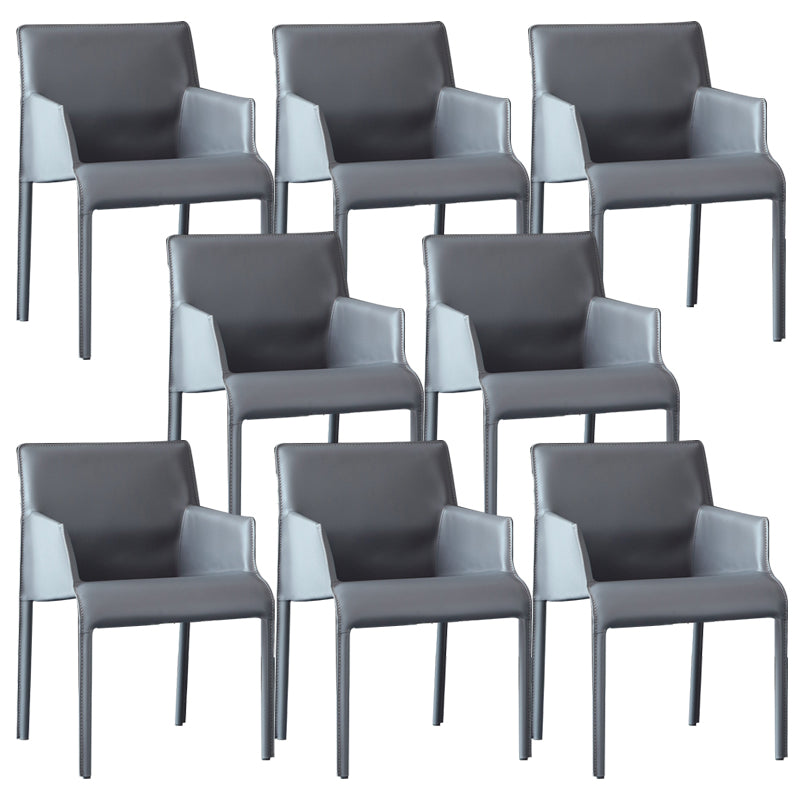 Modern Style Arm Chair Leather Home Use Dining Chair with Metal Legs