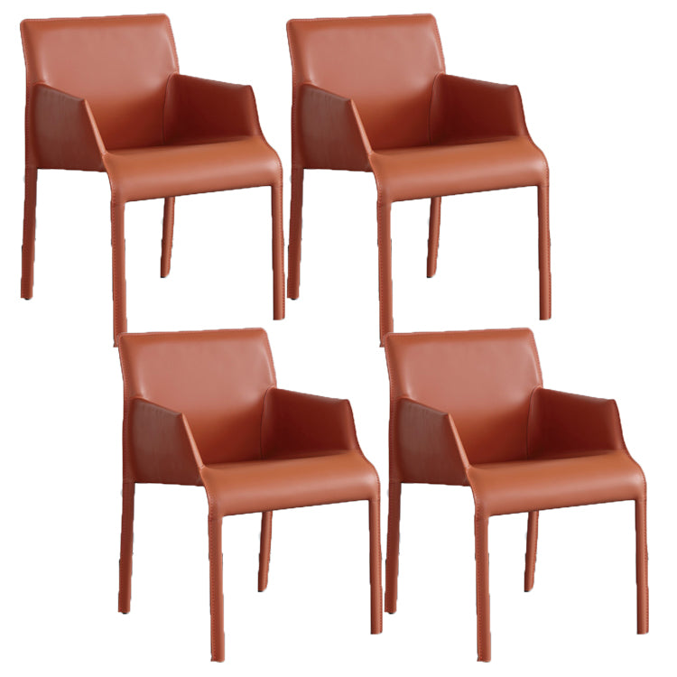 Modern Style Arm Chair Leather Home Use Dining Chair with Metal Legs