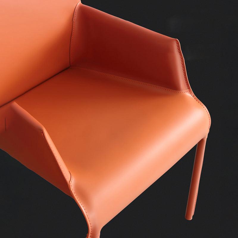 Modern Style Arm Chair Leather Home Use Dining Chair with Metal Legs