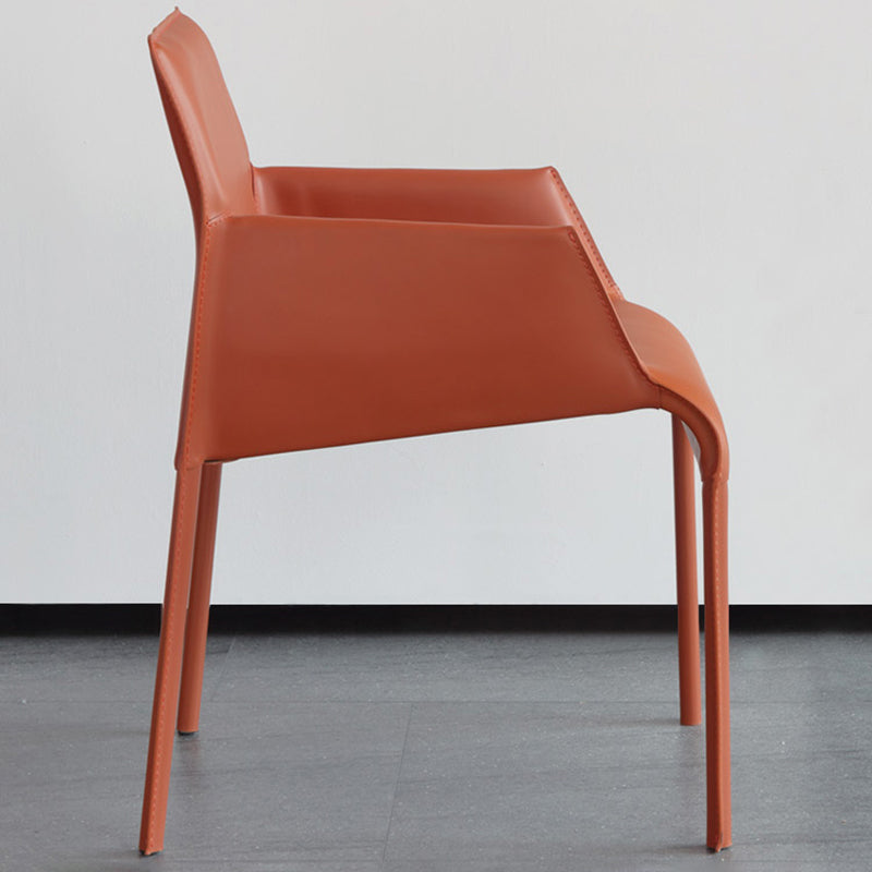 Modern Style Arm Chair Leather Home Use Dining Chair with Metal Legs