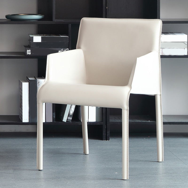Modern Style Arm Chair Leather Home Use Dining Chair with Metal Legs