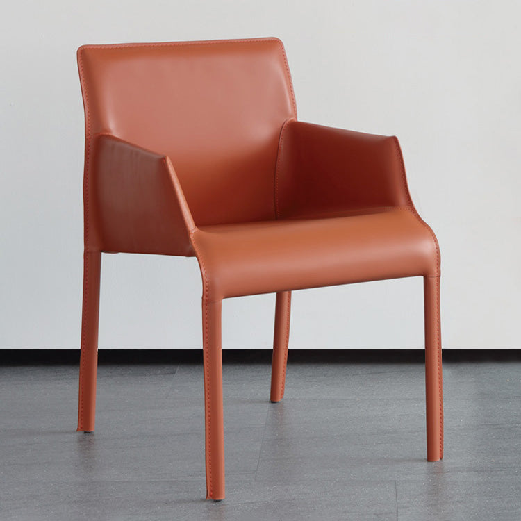 Modern Style Arm Chair Leather Home Use Dining Chair with Metal Legs