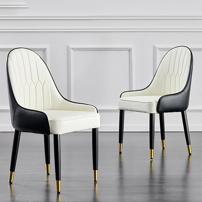 Contemporary Side Chair Upholstered Armless Faux Leather Dining Chairs