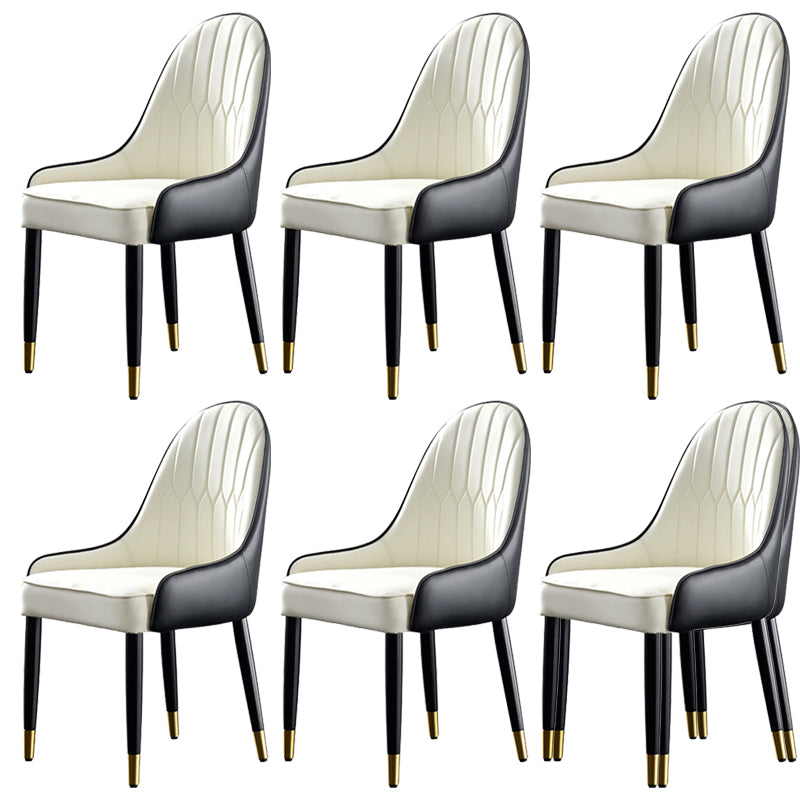 Contemporary Side Chair Upholstered Armless Faux Leather Dining Chairs