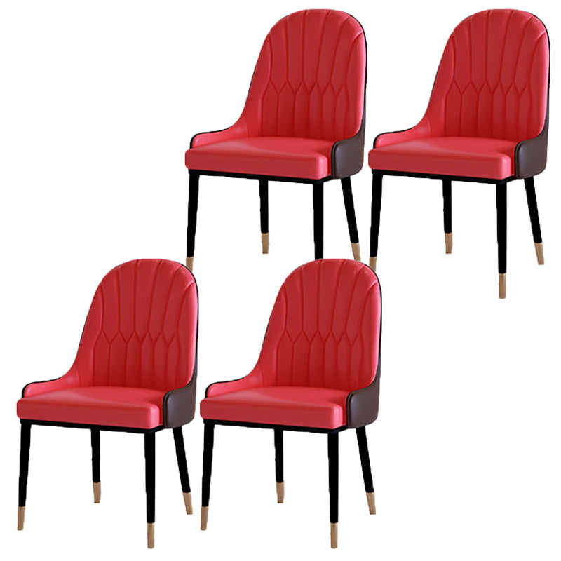 Contemporary Side Chair Upholstered Armless Faux Leather Dining Chairs