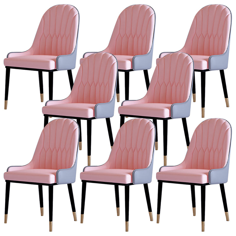 Contemporary Side Chair Upholstered Armless Faux Leather Dining Chairs