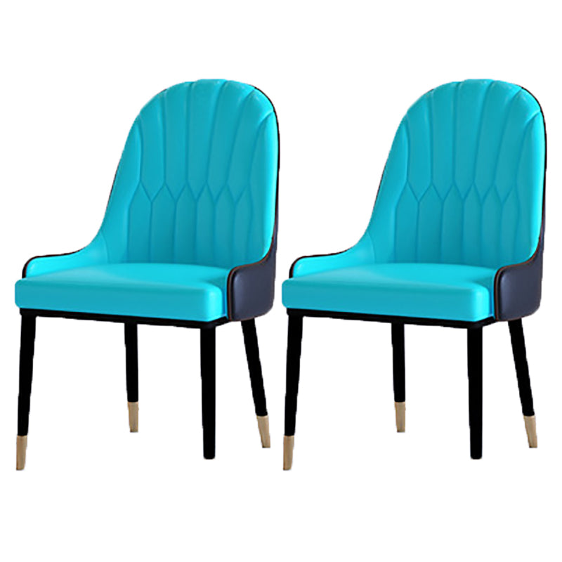 Contemporary Side Chair Upholstered Armless Faux Leather Dining Chairs